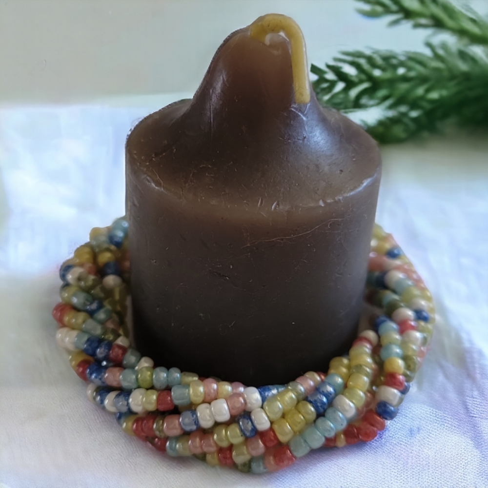 Hand Crafted Beaded Votive Candle Ring 1.75"